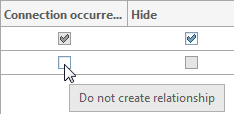 Tooltip: No relationship is created