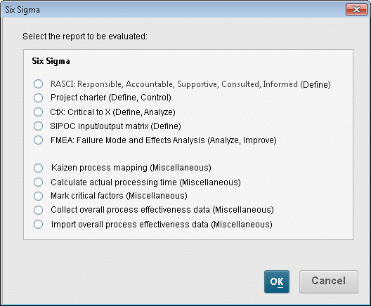 Macro - Select and run Six Sigma report