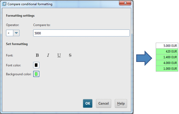 Comparison settings